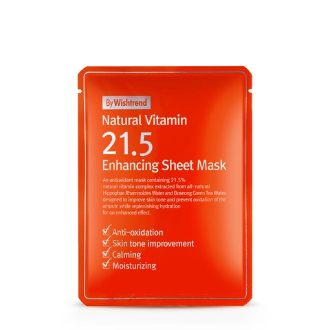 Маска тканевая витаминная BY WISHTREND Natural Vitamin C 21.5% Enhancing Sheet Mask 23ml