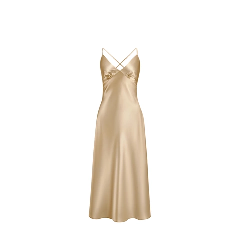 Шелковое платье-комбинация, цвет классический бежевый