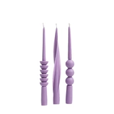 Набор ярких длинных дизайнерских свечей из пчелиного воска 3 шт фиолет