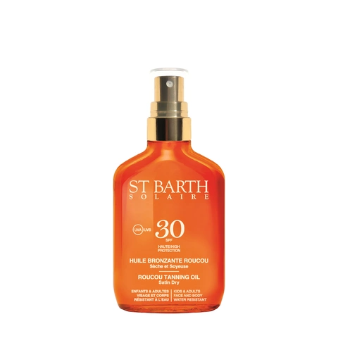 Сухое масло помадного дерева для лица, тела и волос SPF30 Roucou Tanning Oil Satin Dry