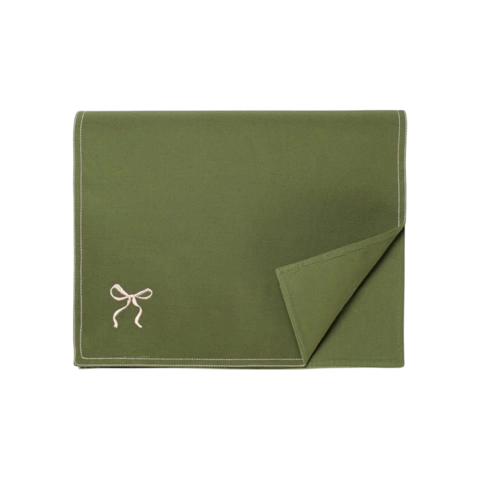 Дорожка на стол Fancy Bows оливкового цвета из коллекции Essential, 45x150 см