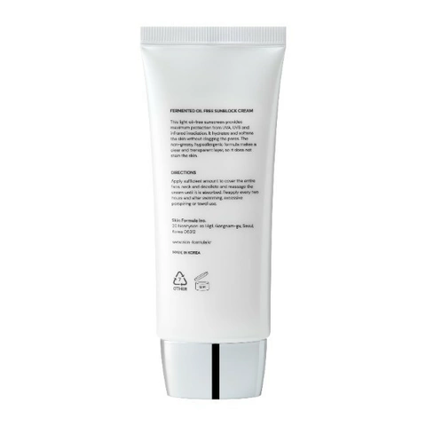 Солнцезащитный крем с увлажняющим и успокаивающим действием Skin Formula Fermented Oil Free Sunblock Cream SPF50+ PA++