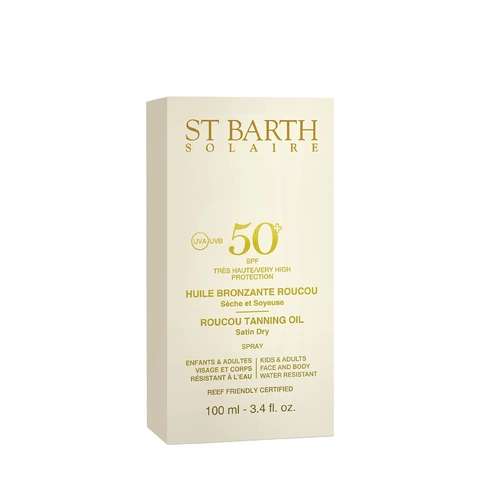 Сухое масло помадного дерева для лица, тела и волос SPF50 Roucou Tanning Oil Satin Dry