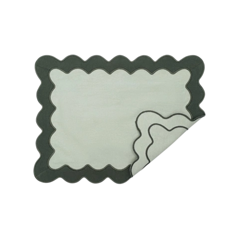 Салфетка под приборы с контрастным кантом зеленого цвета из коллекции Trendy Ruffles, 35х45 см