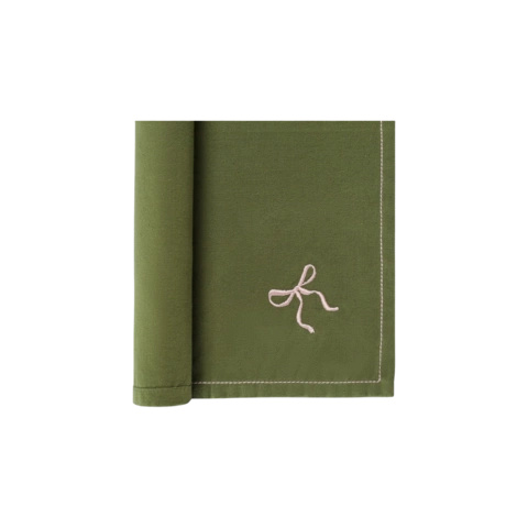 Салфетка сервировочная Fancy Bows оливкового цвета из коллекции Essential, 45х45 см