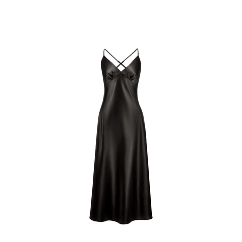 Шелковое платье-комбинация, цвет глубокий черный