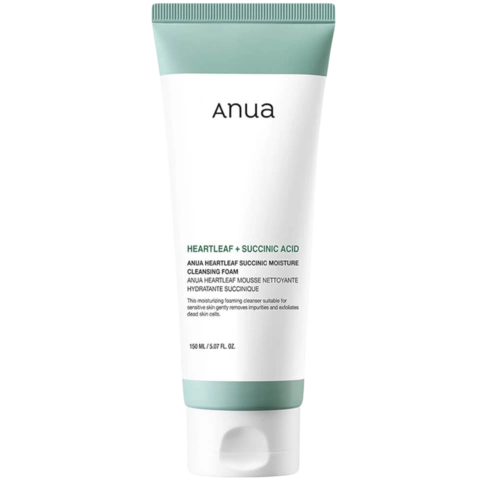 Увлажняющая гель-пенка для умывания с янтарной кислотой /  HEARTLEAF SUCCINIC MOISTURE CLEANSING FOA