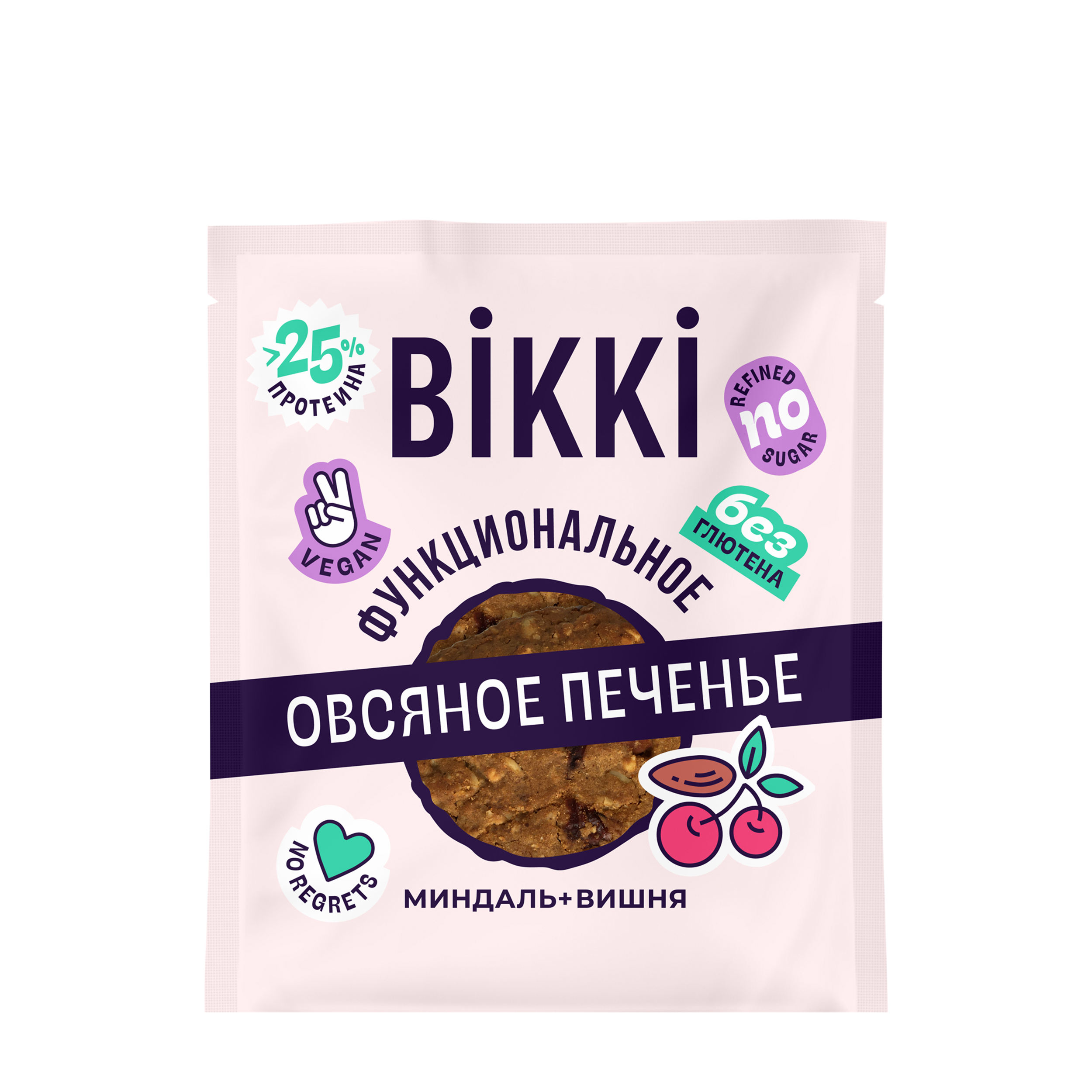 

BIKKI BIKKI Овсяное протеиновое печенье «Миндаль-Вишня» 45 гр, Овсяное протеиновое печенье «Миндаль-Вишня» 45 гр