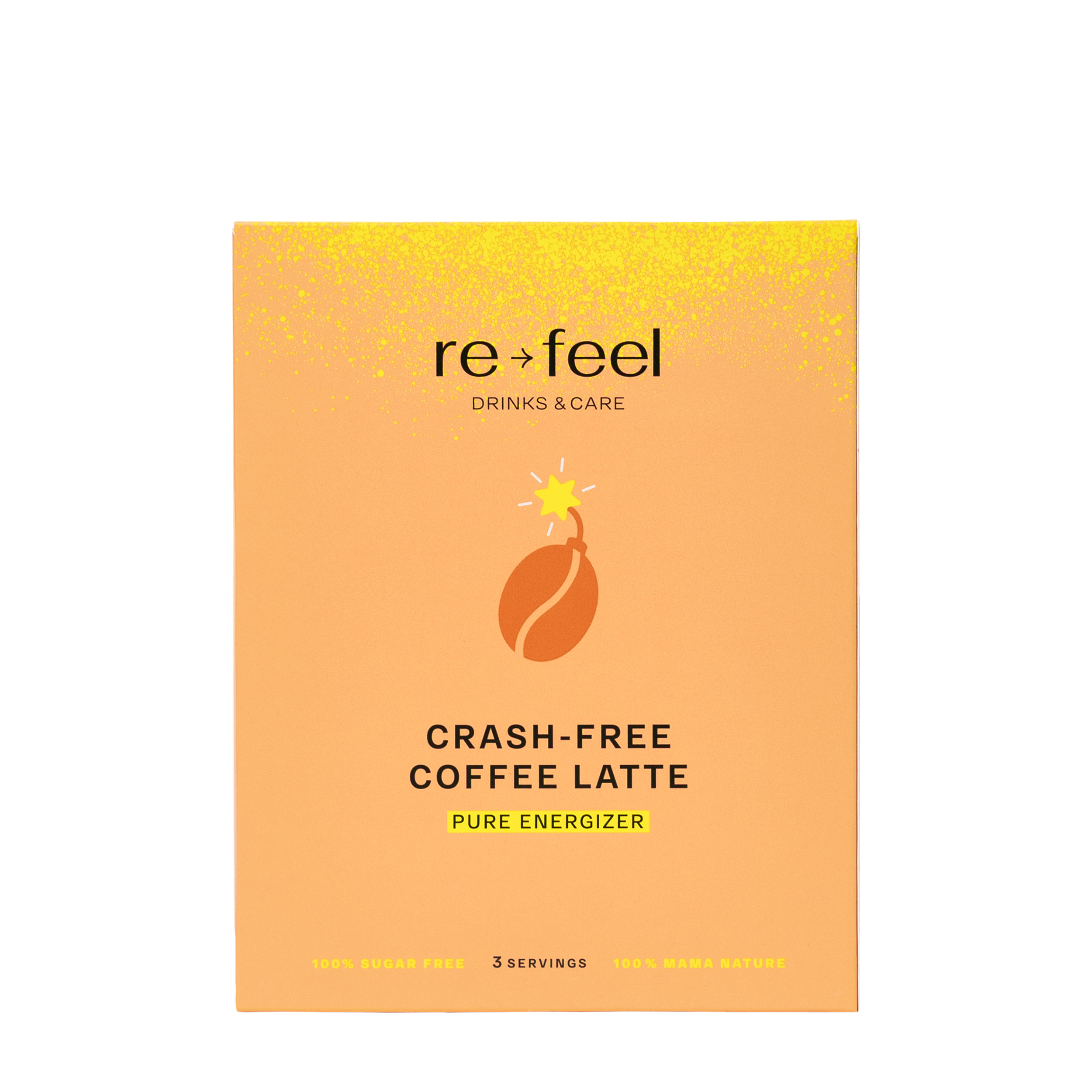 Re-Feel Re-Feel Кофе-латте с адаптогенами без сахара Crash-Free Coffee Latte (саше) 54 гр 4654576330472 Кофе-латте с адаптогенами без сахара Crash-Free Coffee Latte (саше) 54 гр - фото 1