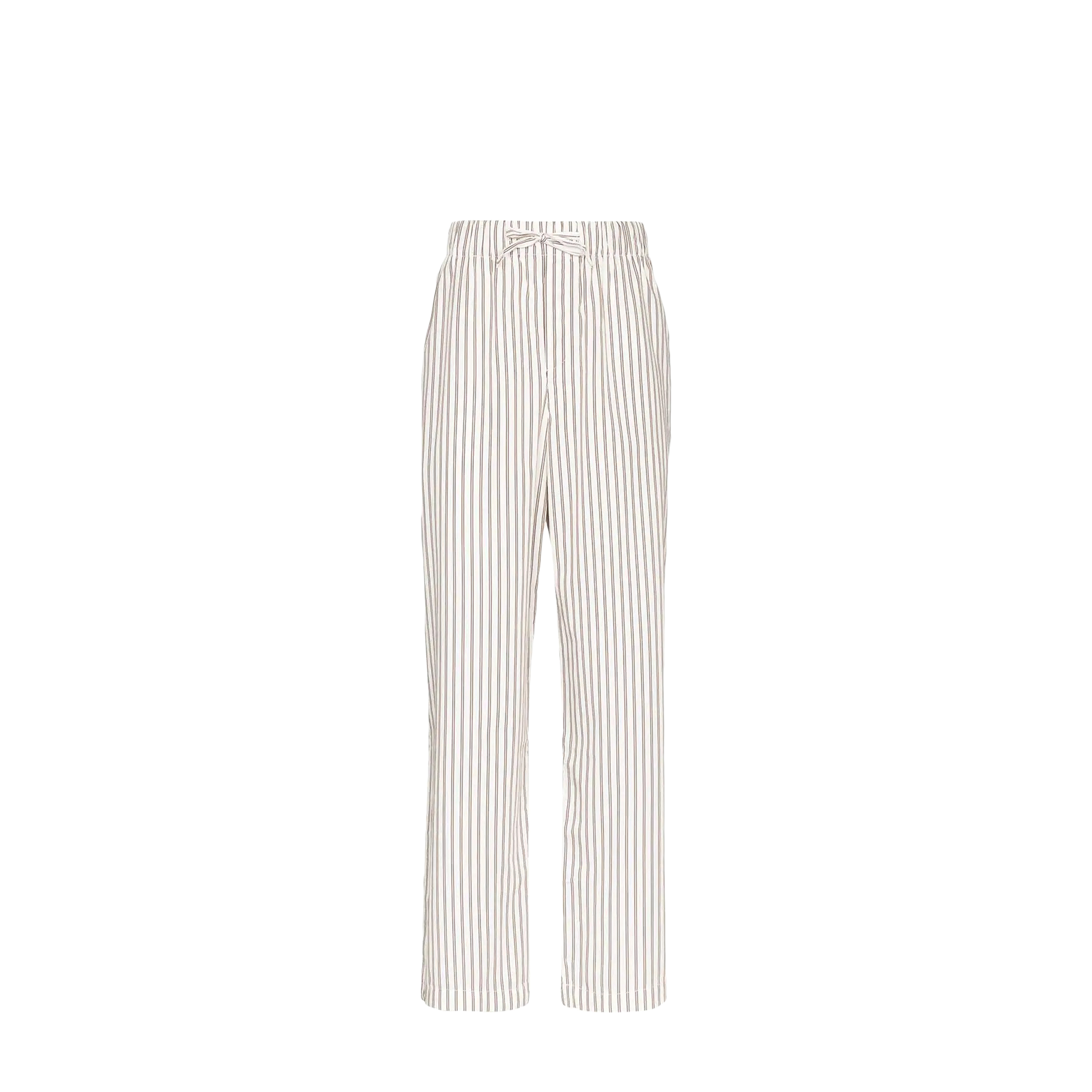 Tekla Tekla Poplin Pyjamas Pants White & Brown Striped (S)