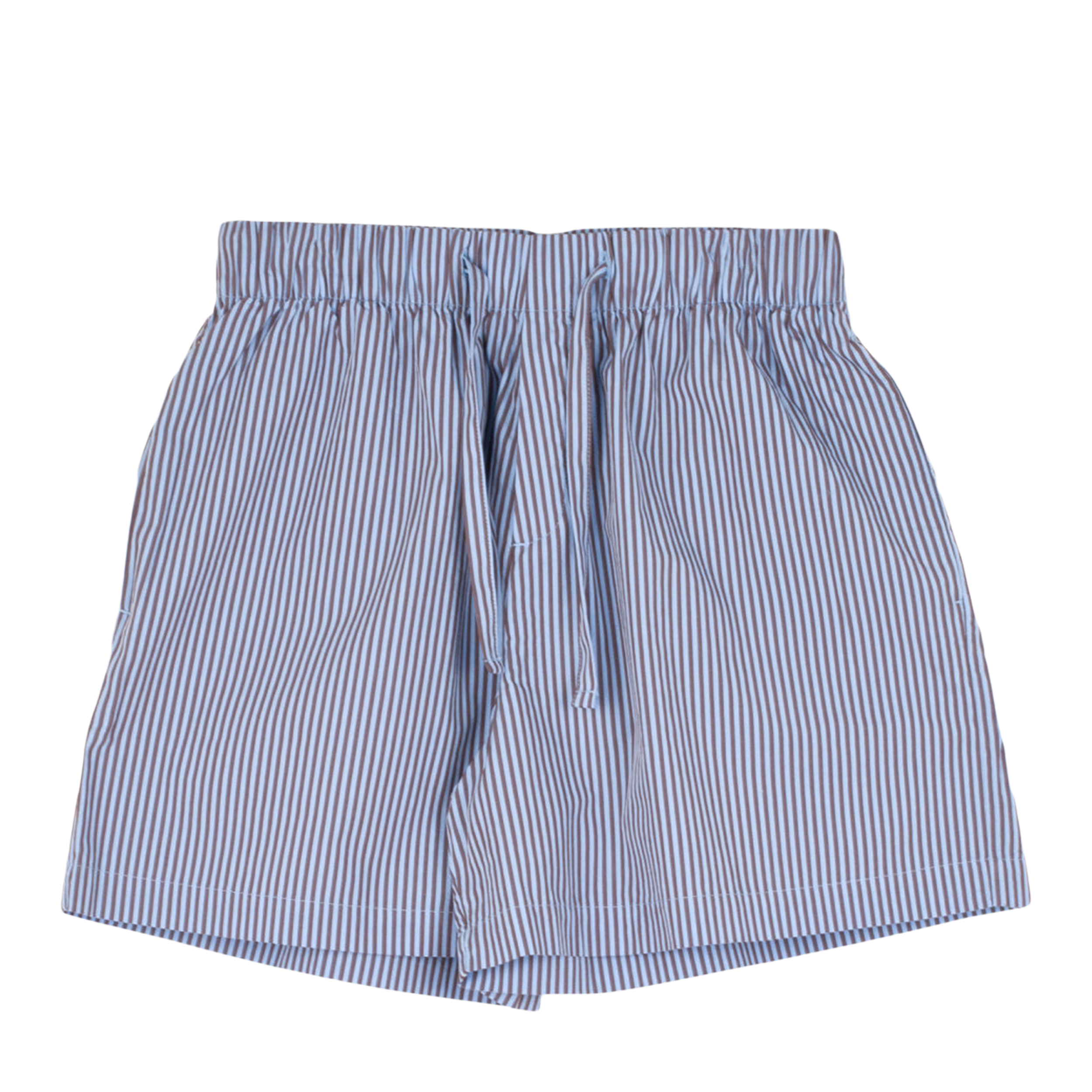 Tekla Tekla Poplin Pyjamas Shorts Blue &amp; Brown Striped (S) от Foambox