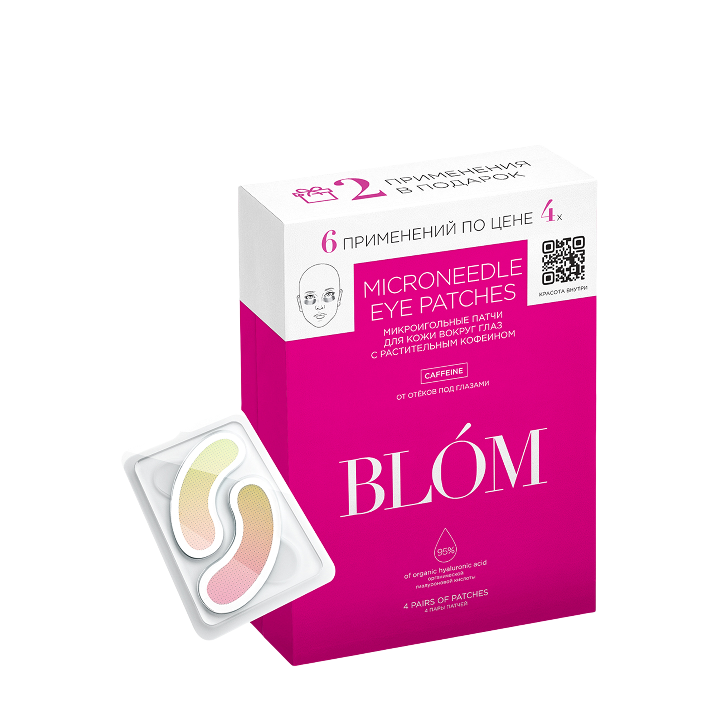 BLOM BLOM Патчи с микроиглами от отеков под глазами с кофеином Eye Depuffer blom2-6 - фото 1