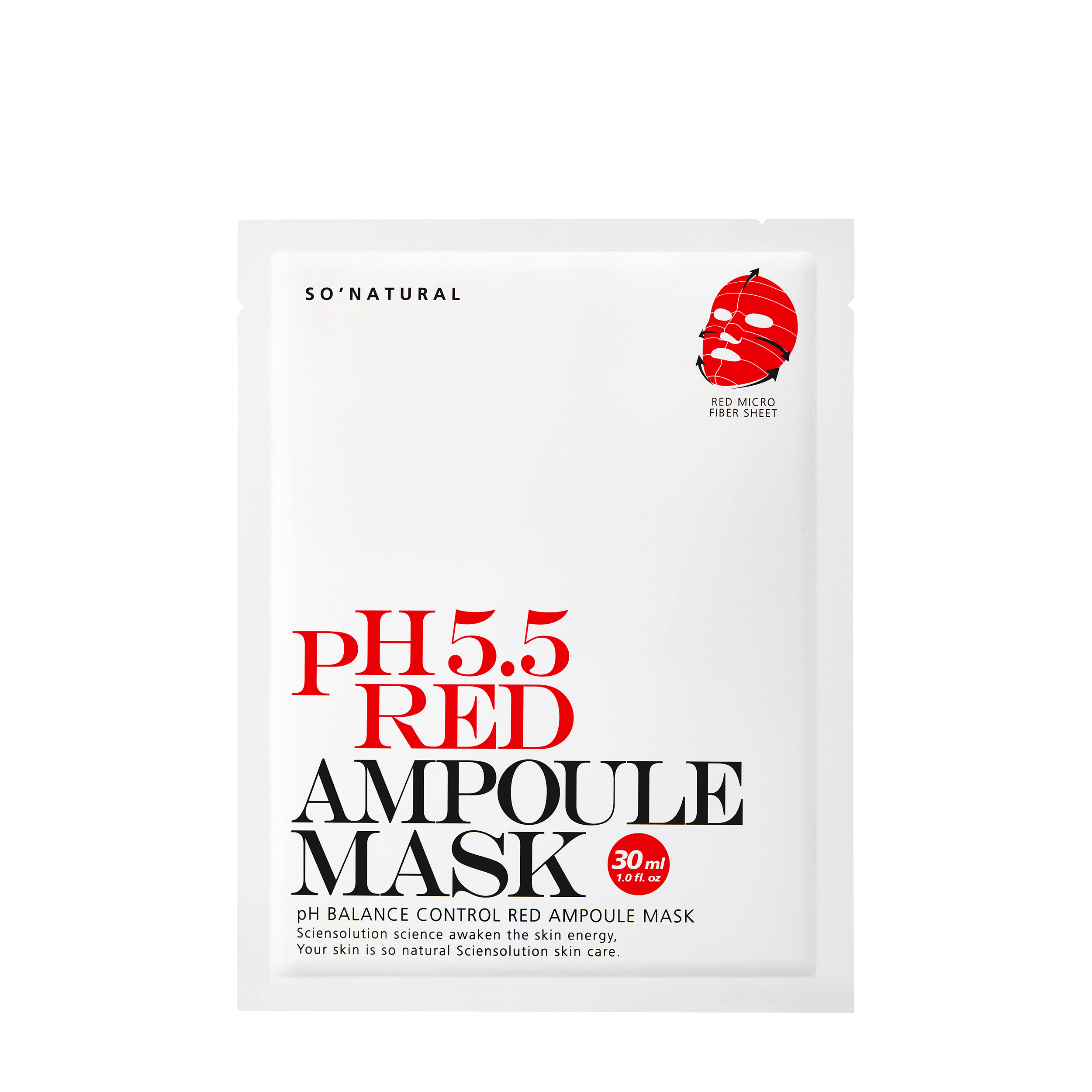 So Natural So Natural Восстанавливающая маска с подкисленным ph So Natural 5.5 Red Ampoule Mask 30 мл АРТ-2072 - фото 1
