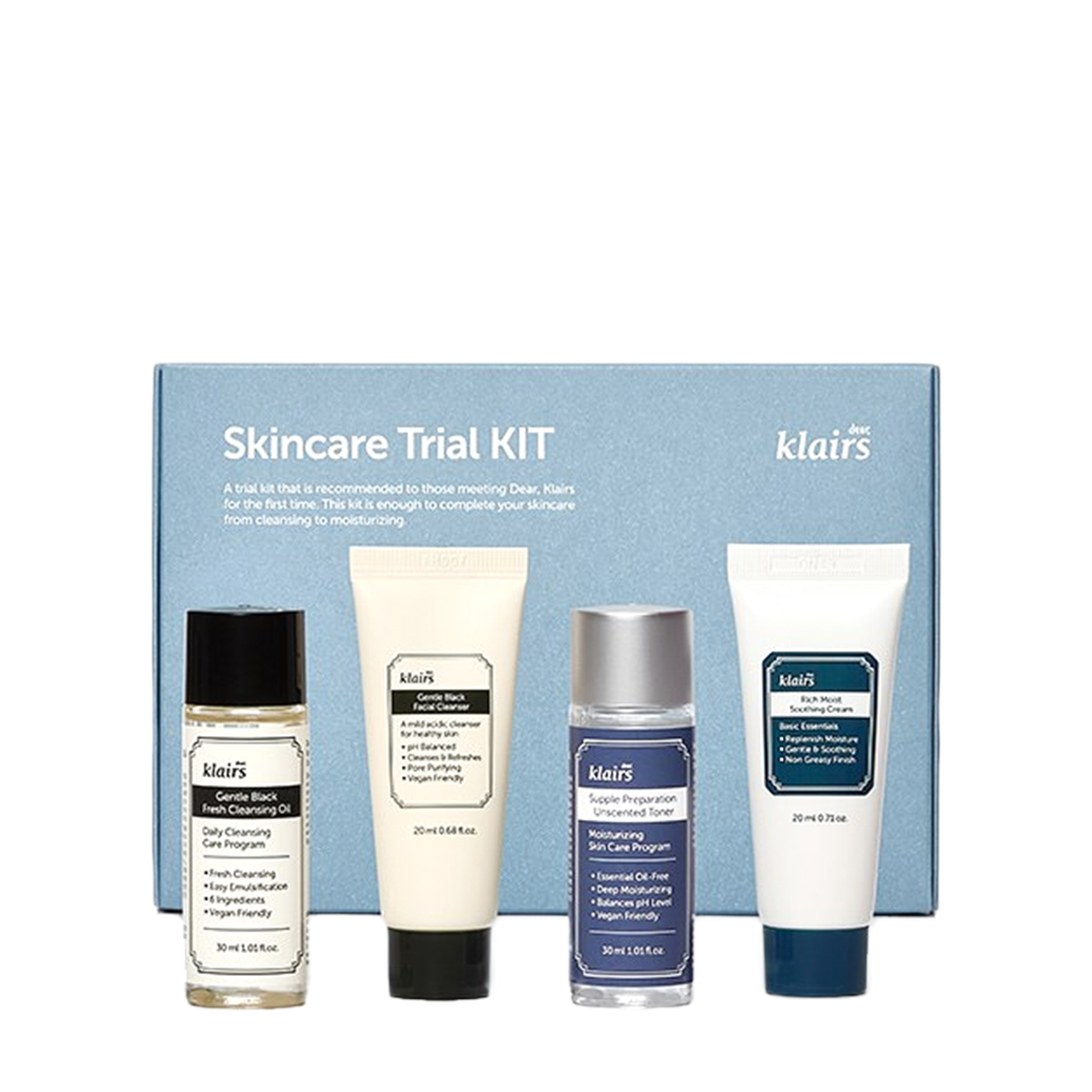 Dear, Klairs Dear, Klairs Набор средств-бестселлеров для ухода за кожей лица Basic But Ultimate Skincare Kit 30мл/20мл/30мл/20 мл АРТ-2540 Набор средств-бестселлеров для ухода за кожей лица Basic But Ultimate Skincare Kit 30мл/20мл/30мл/20 - фото 1